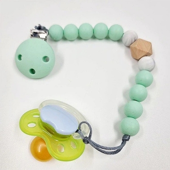 Держатель для пустышки NL Baby, силиконовый, мятный (0000/37847) - Pampik - 2