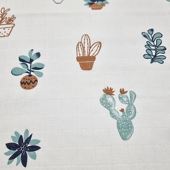 Пеленка муслиновая NL Baby Цветок, 80х80 см, бело-зеленый (31846) - Pampik - 4