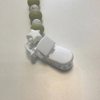 Тримач для пустушки NL Baby, силіконовий, хаки з білим (0000/37364) - Pampik - 3