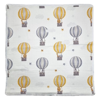 Пелюшка муслінова NL Baby Повітряна куля, 80х80 см, біло-жовтий (37076) - Pampik - 3