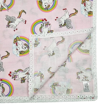 Пеленка муслиновая NL Baby Единорог, 80х80 см, розовый (32587) - Pampik - 6