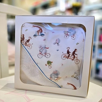 Рушник-куточок NL Baby в коробці, 75х75 см, білий з блакитним (017+019/38130) - Pampik - 6