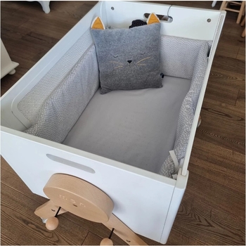 Простирадло на резинці Micuna для колиски Nacelle, 72х49 см, 2 шт., білий, сірий (TX-1781/26906) - Pampik - 6