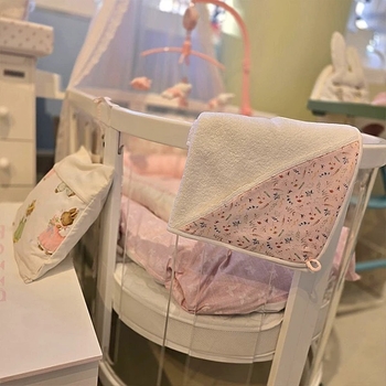 Рушник-куточок NL Baby в коробці, 75х75 см, білий з рожевим (014+019/38129) - Pampik - 7