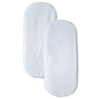 Простирадло на резинці Micuna для колиски Nacelle, 78х36 см, 2 шт., рожевий, білий (807+842/31852) - Pampik