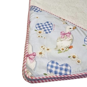 Полотенце-уголок NL Baby, 110х110 см, белый с розовым и голубим (861/37554) - Pampik - 5