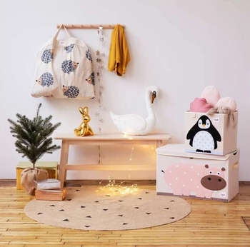 Ящик для зберігання 3 Sprouts Бегемот, 38x61x37 см, бежевий (ITCHIP/15404) - Pampik - 3