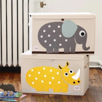 Ящик для зберігання 3 Sprouts Носоріг, 38x61x37 см, бежевий (ITCRHN/22267) - Pampik - 2