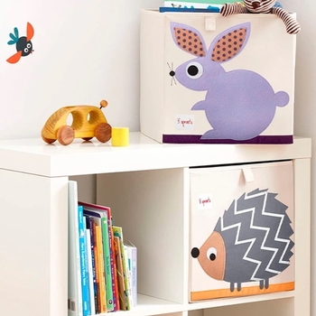 Куб для зберігання 3 Sprouts Зайчик, 33х33х33 см, бежевий (IBXRAB/17986) - Pampik - 2