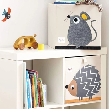 Куб для зберігання 3 Sprouts Миша, 33х33х33 см, бежевий (IBXMOU/20876) - Pampik - 2