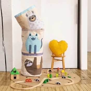 Кошик для зберігання 3 Sprouts Лама, круглий, 45х43 см, бежевий (IBNLLM/33314) - Pampik - 3