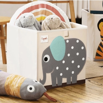 Куб для зберігання 3 Sprouts Слон, 33х33х33 см, бежевий (IBXELE/36222) - Pampik - 2