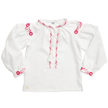 Вышиванка для девочки Twins Цветочки, р.104, белый с розовым (88ВД-К104-08) - Pampik