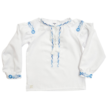 Вишиванка для дівчинки Twins Квіточки, р.104, білий з блакитним (88ВД-К104-04) - Pampik