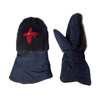 Муфта-рукавички NL Baby с норкой, синий с красным (0000/36103) - Pampik