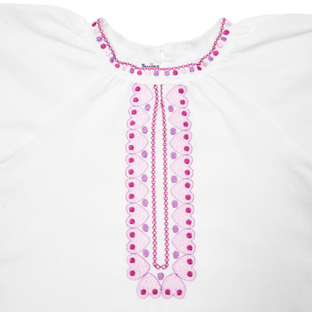 Вишиванка для дівчинки Twins Бузкова, р.92, білий з бузковим (88OTSB92-11) - Pampik - 2