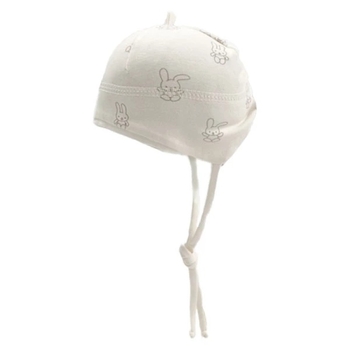 Шапочка NL Baby на зав'язках, бавовна, 0-3 міс., молочний (061/33974) - Pampik