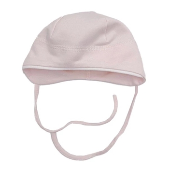 Шапочка NL Baby на завязках, хлопок, 0-3 мес., пудровый (048/ 33773) - Pampik - 2