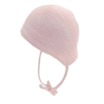 Шапочка двойная NL Baby на завязках, хлопок, 0-3 мес., розовый (046/33405) - Pampik