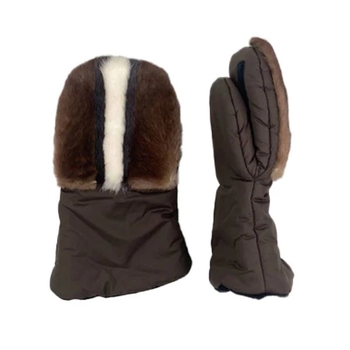 Муфта-рукавички NL Baby с норкой, коричневый с белым (0000/33300) - Pampik