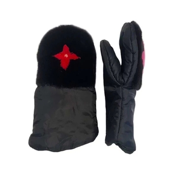 Муфта-рукавички NL Baby с норкой, черный с розовым (0000/36070) - Pampik