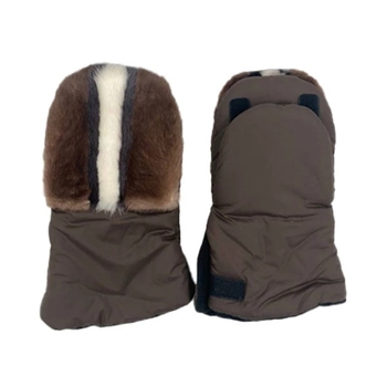 Муфта-рукавички NL Baby с норкой, коричневый с белым (0000/33300) - Pampik - 2