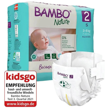 Еко Підгузки на липучках Bambo Nature 2 (3-6 кг), 30 шт. - Pampik - 2