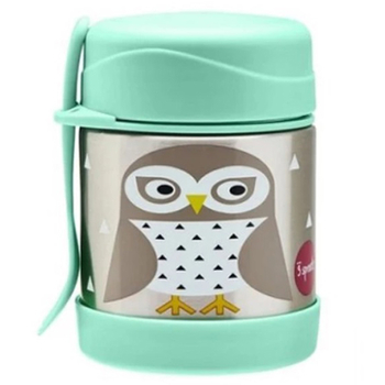 Термос для їжі 3 Sprouts Сова, 360 мл, м'ятний (IFJOWL/30499) - Pampik