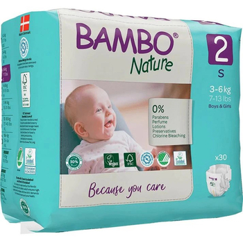 Еко Підгузки на липучках Bambo Nature 2 (3-6 кг), 30 шт. - Pampik