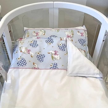 Комплект постільної білизни NL Baby, 140х100 см, білийй з рожевим та блакитним (861+842/37561) - Pampik - 2