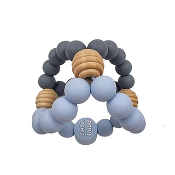 Прорезыватель силиконовый NL Baby Куб, голубой с серым (0000/37337) - Pampik - 2