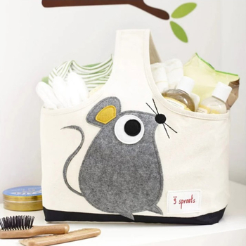 Корзина-сумка для хранения 3 Sprouts Мышь, 38х30х14 см, бежевый (ICDMOU/9307) - Pampik - 3