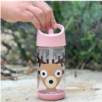 Пляшка для напоїв 3 Sprouts Олень, 350 мл, рожевий (IWBDEE/27899) - Pampik - 3
