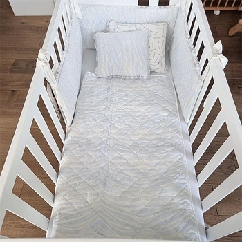 Бортик в кроватку NL Baby с подушками, 3-сторонний, 180х28 см, бело-голубой (143/26052) - Pampik - 9