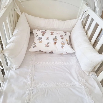 Бортик в кроватку NL Baby, 3-сторонний, 180х25 см, белый (847/30454) - Pampik - 4