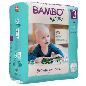 Еко Підгузки на липучках Bambo Nature 3 (4-8 кг), 28 шт. - Pampik