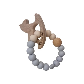 Прорезыватель силиконовый NL Baby, бежевый с серым (0000/37517) - Pampik