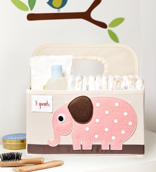 Органайзер для підгузків 3 Sprouts Слон, бежевий з рожевим (IDOELE/24522) - Pampik - 3