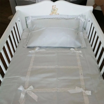 Комплект постільної білизни NL Baby, 140х100 см, сіро-блакитний (832+907/29658) - Pampik - 2