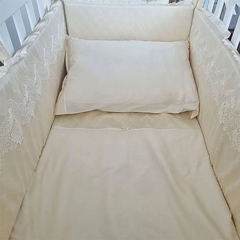 Бортик у ліжечко NL Baby, 4-сторонній, молочний (870+926/32724) - Pampik - 2