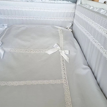 Бортик в кроватку NL Baby, 4-сторонний, серо-голубой (832+907/29062) - Pampik - 2