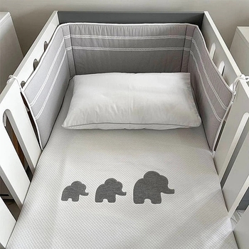 Бортик у ліжечко NL Baby, 3-сторонній, універсальний, 180х30 см, біло-сірий (821+830/32063) - Pampik - 7