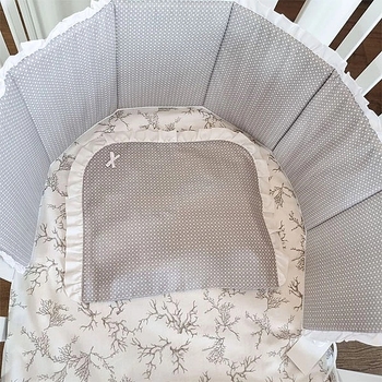 Бортик в овальне ліжечко NL Baby, 3-сторонній, 130х30 см, біло-сірий (823+830/33298) - Pampik - 5