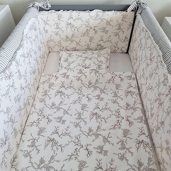 Бортик у ліжечко NL Baby з м’якою частиною, 4-сторонній, біло-сірий (824/27653) - Pampik - 5