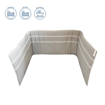 Бортик у ліжечко NL Baby, 3-сторонній, універсальний, 180х30 см, біло-сірий (821+830/32063) - Pampik - 2