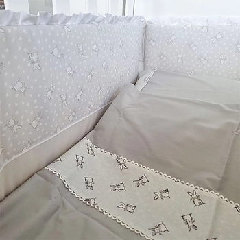 Бортик в кроватку NL Baby, 4-сторонний, бело-серый (874+875/033296) - Pampik - 2