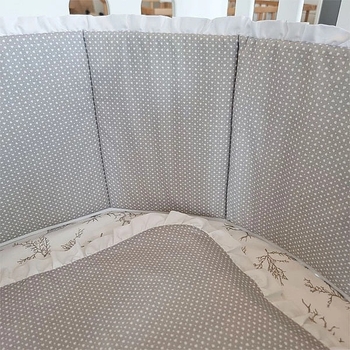 Бортик в овальне ліжечко NL Baby, 3-сторонній, 130х30 см, біло-сірий (823+830/33298) - Pampik - 4