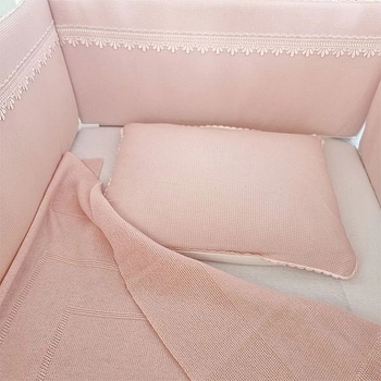 Бортик в кроватку NL Baby, 4-сторонний и декоративная подушка, 40х30 см, розовый (873+929/33259) - Pampik - 3