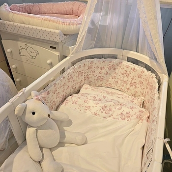 Комплект постельного белья NL Baby, 140х100 см, бело-розовый (828+842/33104) - Pampik - 4