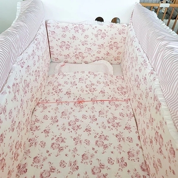 Бортик у ліжечко NL Baby з м’якою частиною, 4-сторонній, біло-рожевий (822/28062) - Pampik - 2